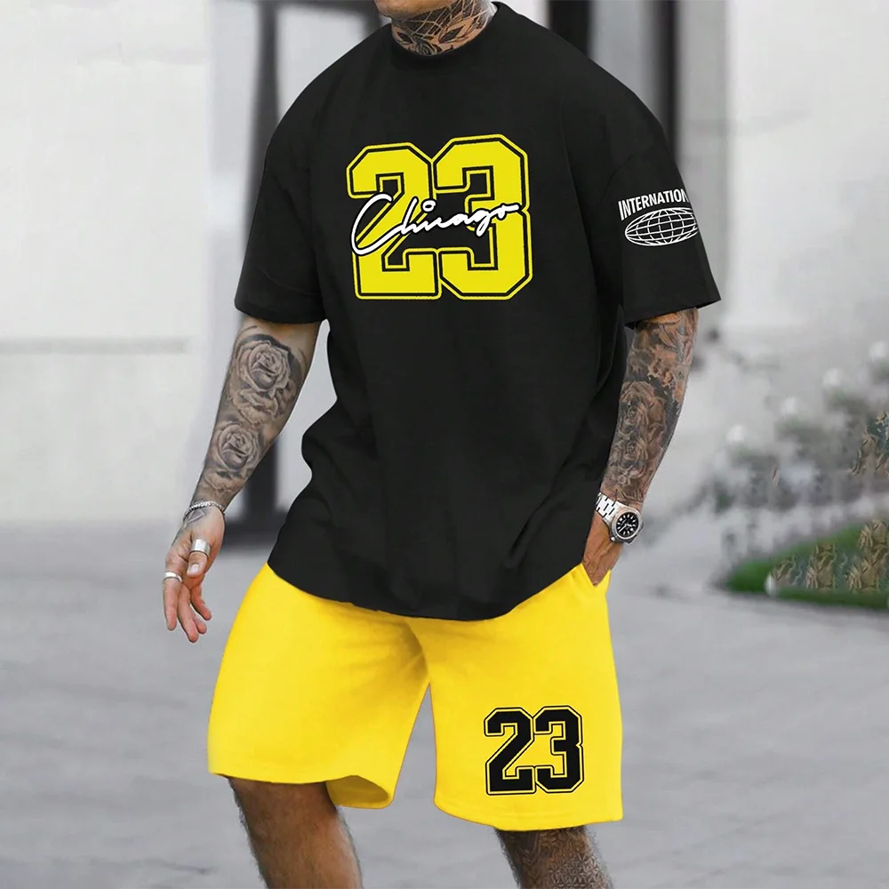 Black and yellow Chicago sportswear set with bold number 23 print.