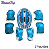 Blue kids protective gear set with helmet and pads.