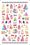 Barbie themed nail stickers with princess designs