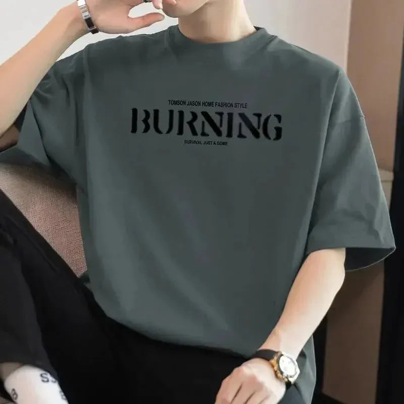 Tomson Jason T Shirt Set Streetwear Burning Print Graphic