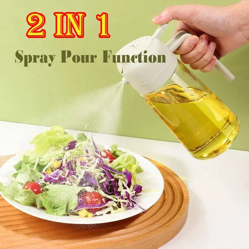 2 in 1 Oil Spray Bottle with 500ml Refillable Dispenser