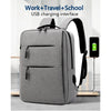 Gray men's backpack with USB charging interface