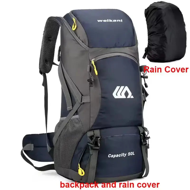 50L travel backpack for men, waterproof hiking and camping rucksack for outdoor sports, climbing and mountaineering