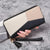 Chic color-block zipper wallet with tassel, black and beige