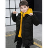 Black hooded jacket with yellow lining for kids