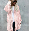 Pink double fleece cardigan jacket with pockets