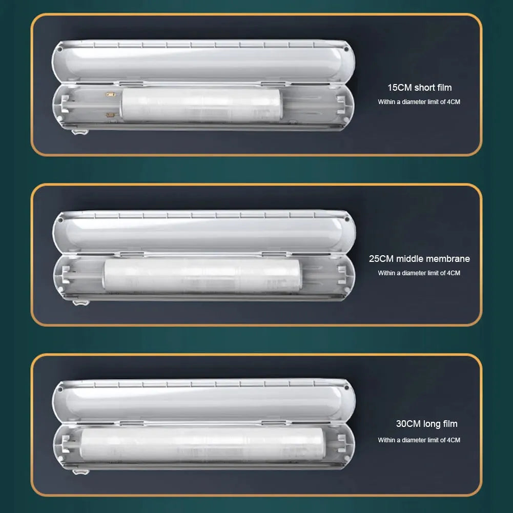 Magnetic Plastic Wrap Dispenser with Slide Cutter