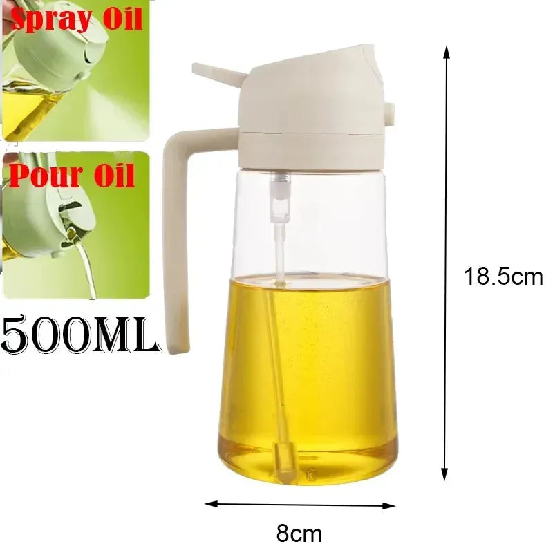 2 in 1 Oil Spray Bottle with 500ml Refillable Dispenser