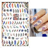 Colorful feather and leaf nail stickers