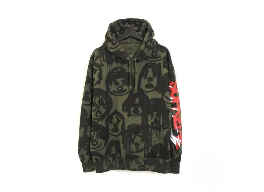 Unisex zip-up hoodie with Y2K digital cartoon print, retro Harajuku streetwear style
