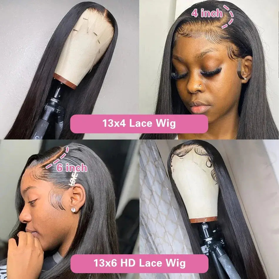 HD Transparent Lace Front Wig – 13x4 & 13x6 Straight Brazilian Human Hair, Pre-Plucked, 4x4/5x5 Options