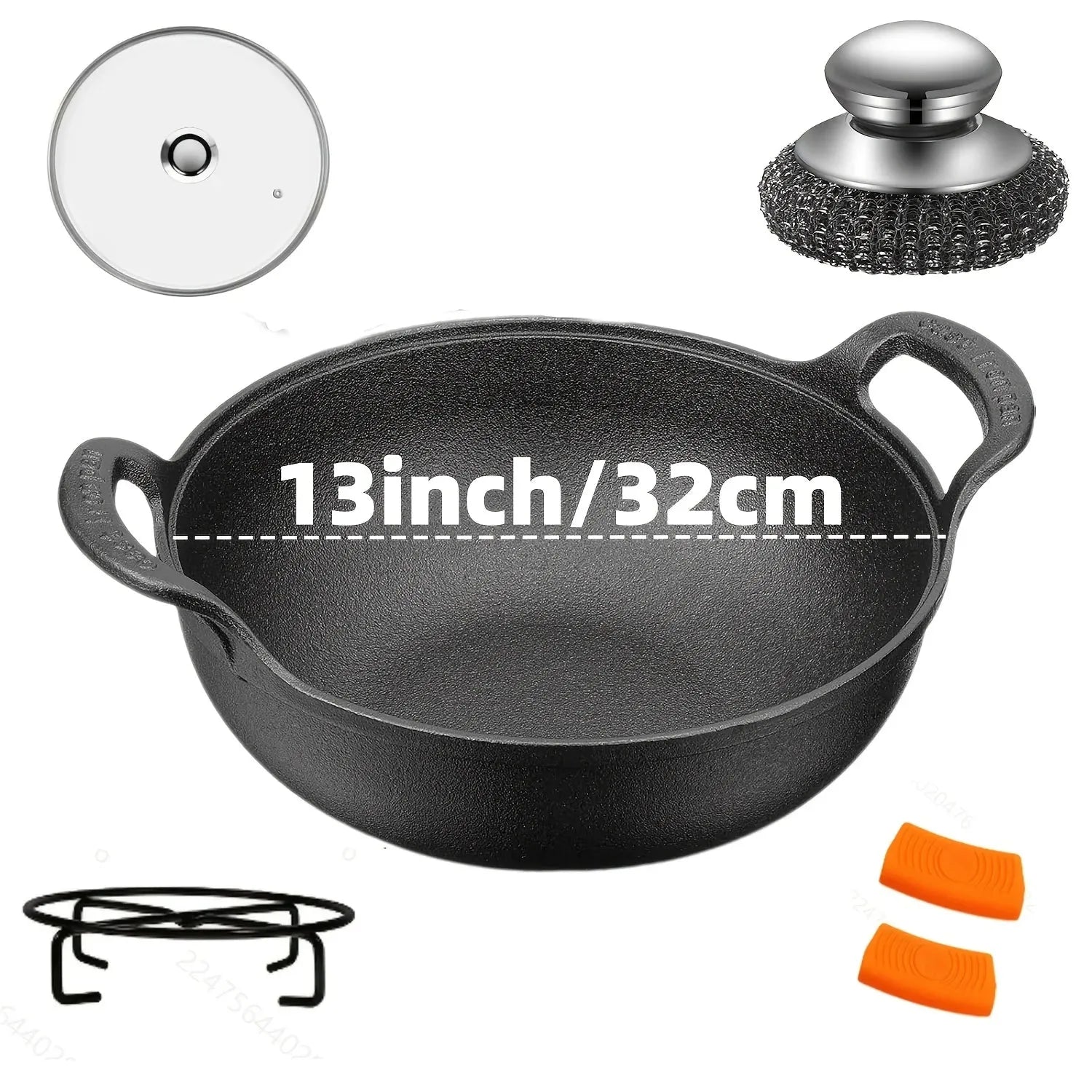 Cast Iron Skillet Set 3 Piece with Pre Seasoned Heavy Build