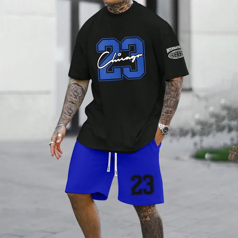 Black and blue Chicago sportswear set with number 23 design.