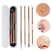 Rose gold acne tools with skin close-ups