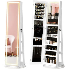 Standing jewelry cabinet with mirror