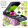 Black vegetable cutter with green accents and egg-cutter