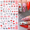 Crown and text nail art stickers in black and white