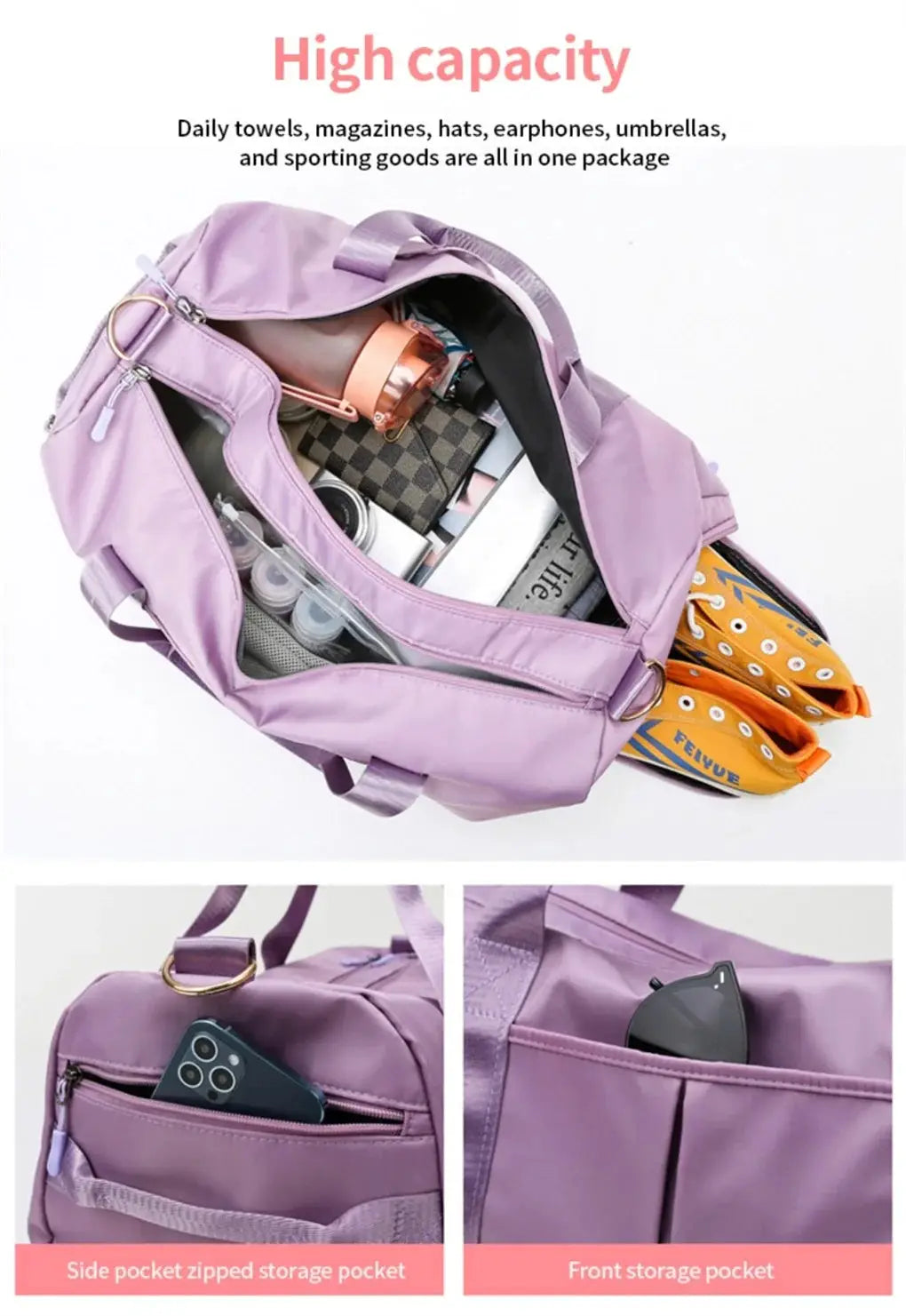 Unisex Sports Duffle Bag Waterproof with Dry-Wet Separation, Large Capacity for Gym & Travel