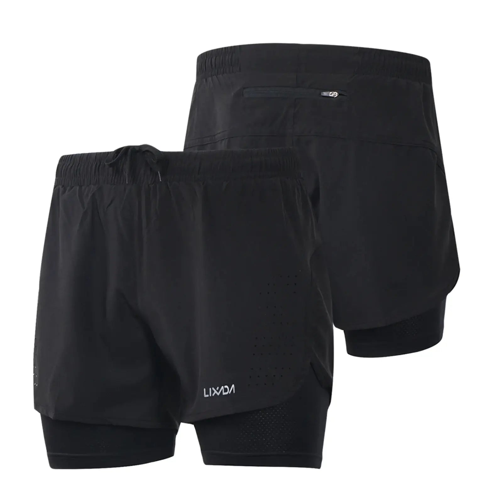 Men's 2-in-1 sports shorts, quick-drying and breathable with long liner, ideal for running and active training
