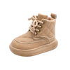 Single beige kids' boot, quilted design, comfortable fit.