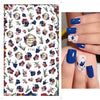 Blue floral nail stickers with elegant designs