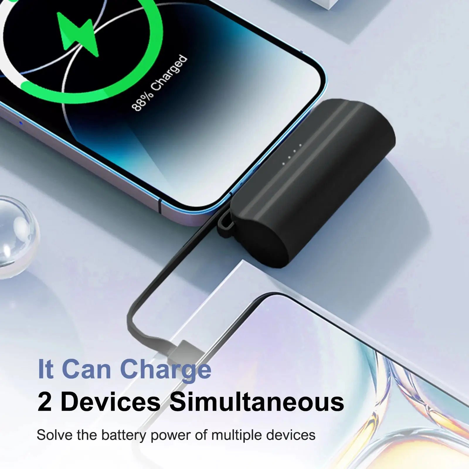 Mini Power Bank 4500mAh Portable Phone Charger Capsule Dual USB-C Ports for iPhone 15/16 & Android Devices