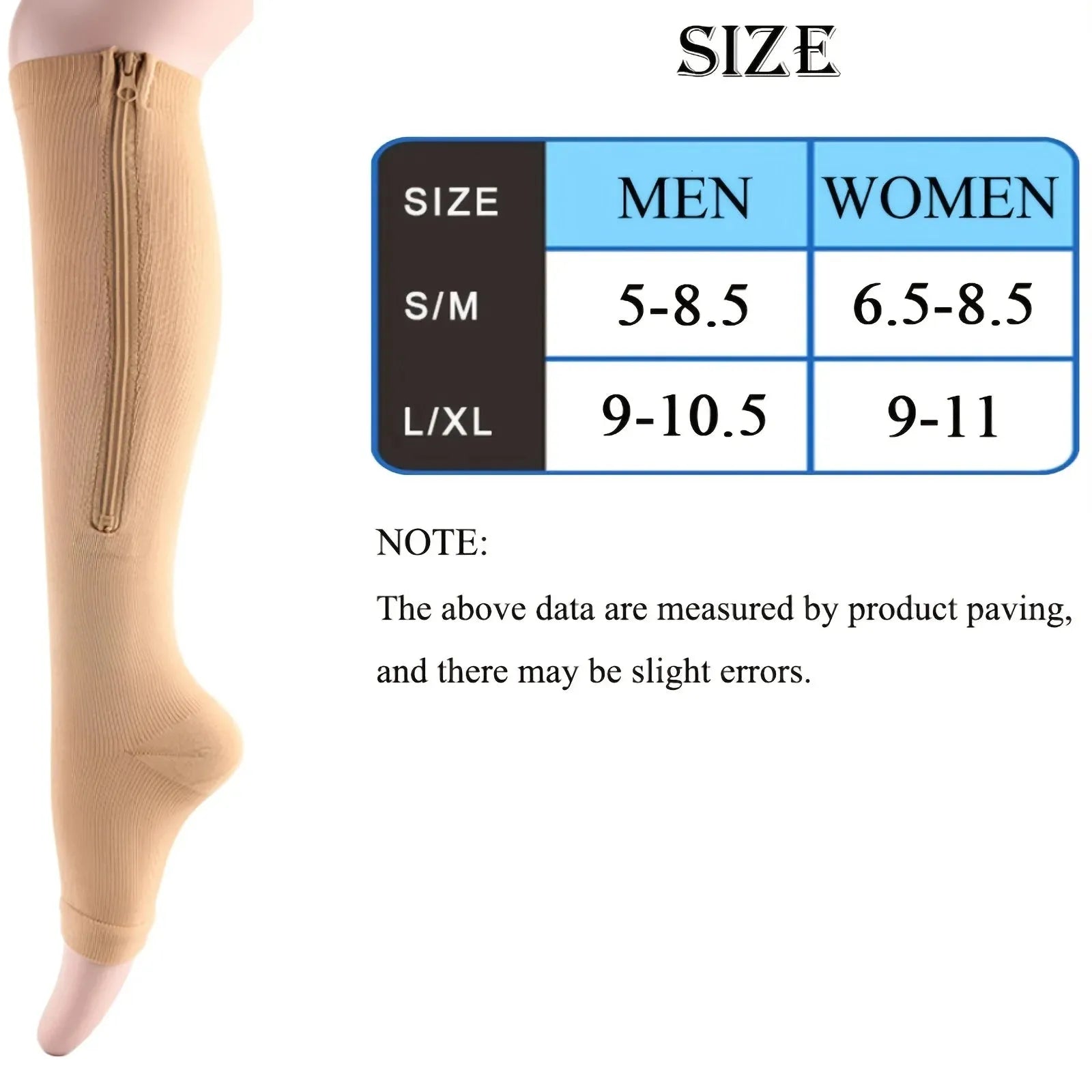 Leg Compression Sleeve Breathable Support Pair with Zipper