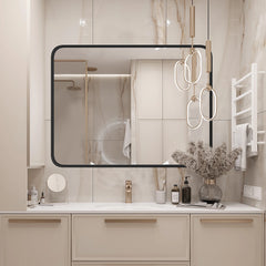 Matte metal frame wall mounted bathroom mirror