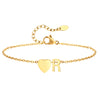 Heart Initial Ankle Bracelets for Women