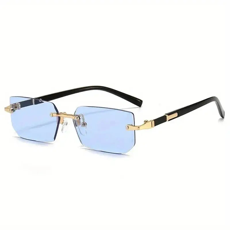 Rimless Rectangle Sunglasses | Unisex Small Square Summer Shades for Travel & Fashion