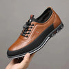 Tan men's office work shoe with lace-up design