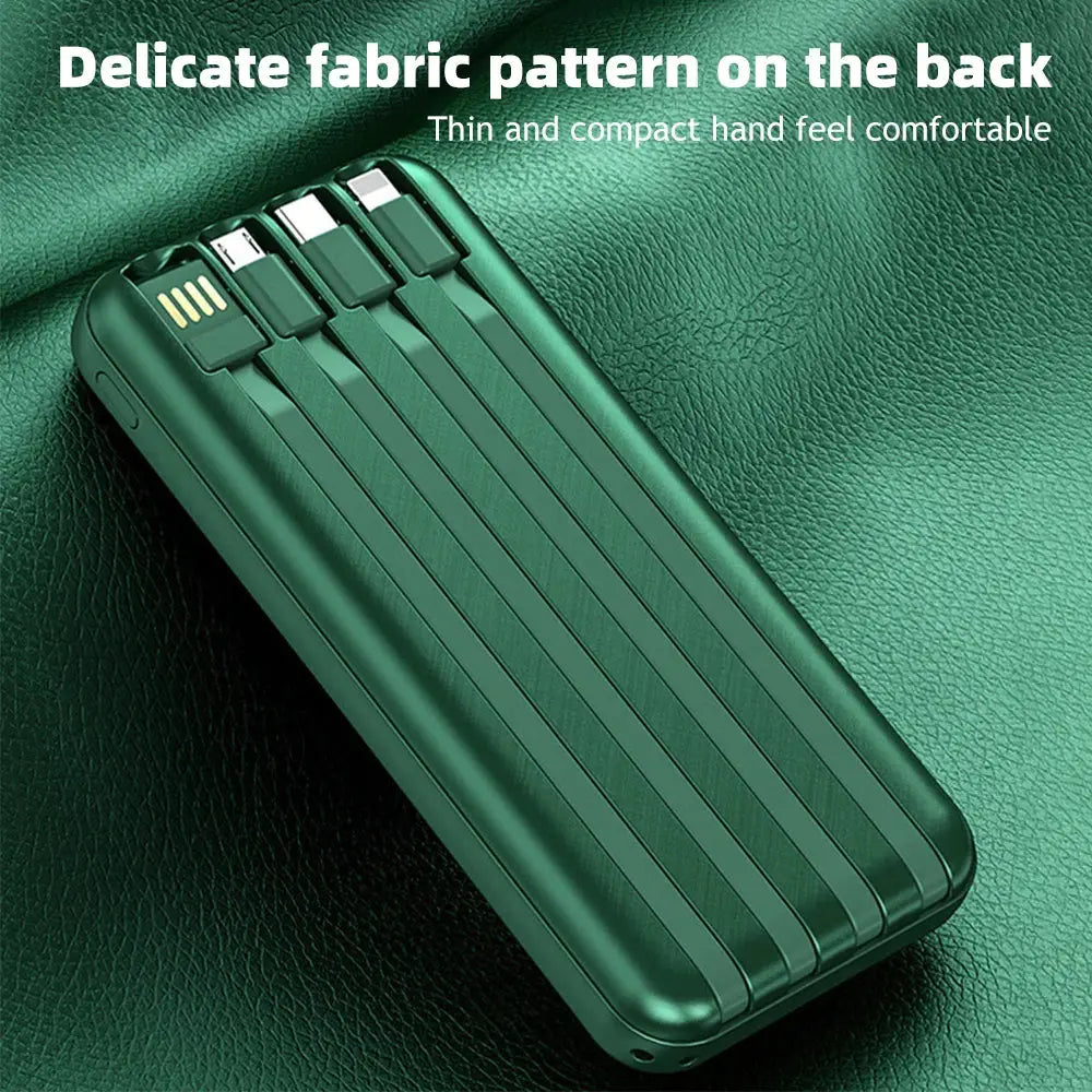 Wireless Power Bank 20000mAh Fast Charging with Built-in 4 Cables for iPhone 13–15 & Android Devices