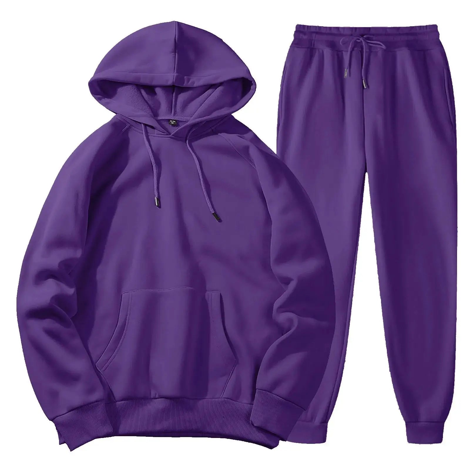 Men’s fleece tracksuit set, hoodie and sweatpants, 2-piece winter outfit, available in 10 colors