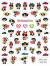 Powerpuff Girls themed nail stickers with colorful designs