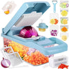 Blue vegetable cutter with multiple cutting options