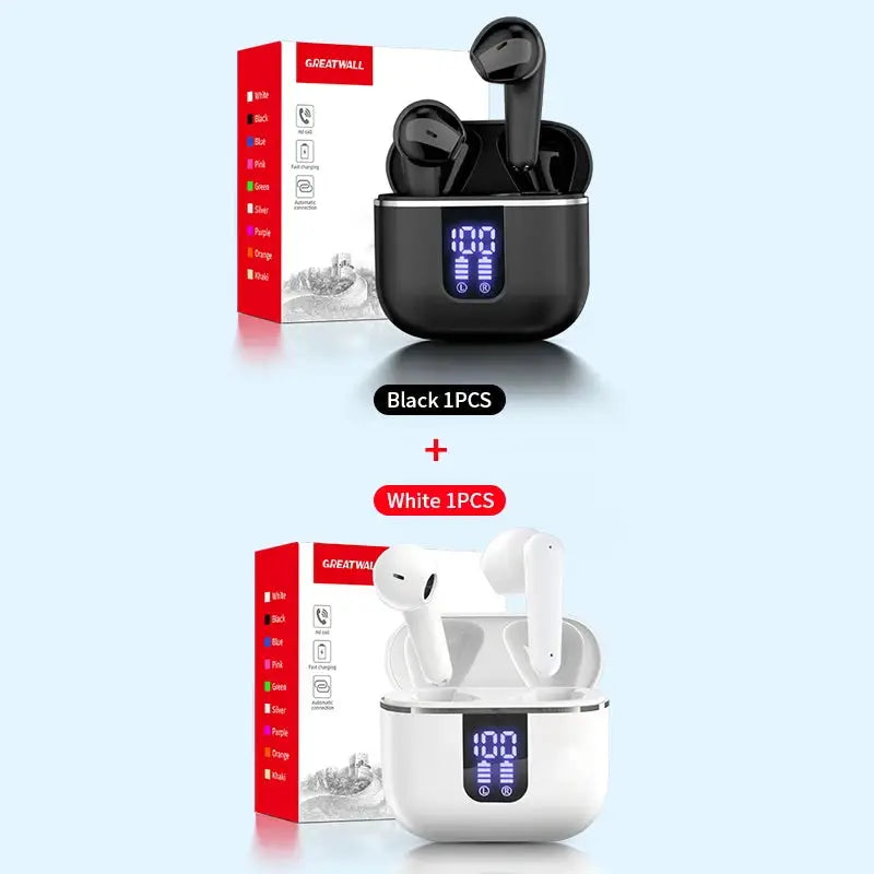 Wireless Bluetooth 5.3 Earbuds with Smart Digital Display, Hi-Fi Sound & High-Fidelity Stereo Audio