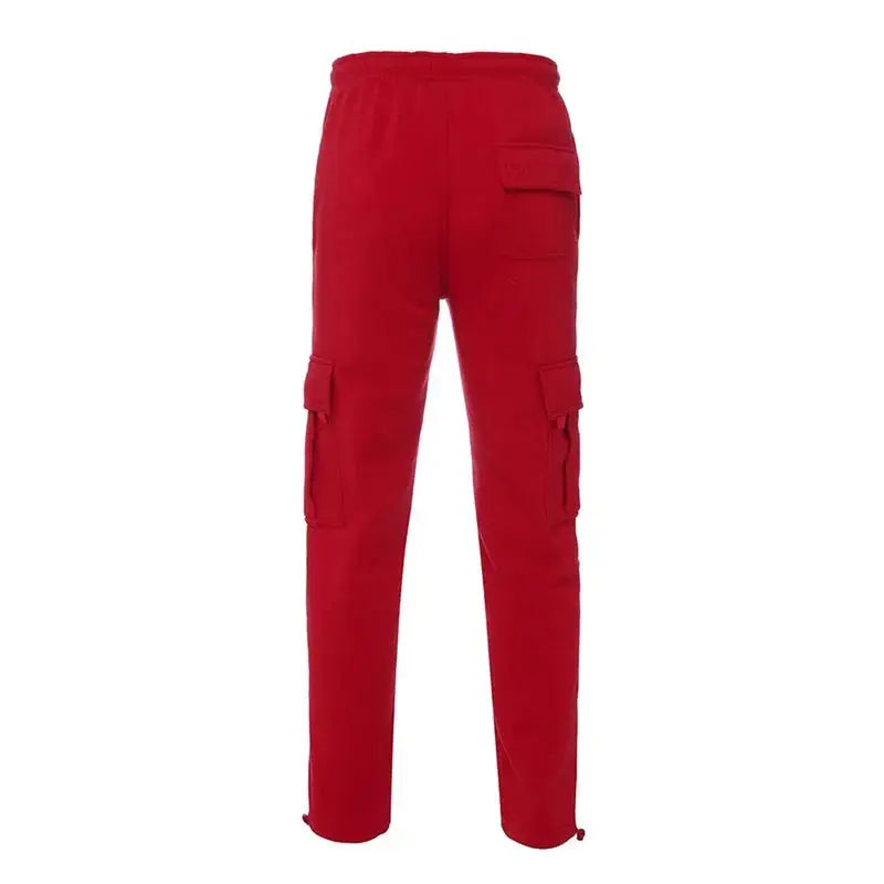 Men’s loose cargo pants with elastic waist, drawstring and wide leg, casual outdoor athletic trousers