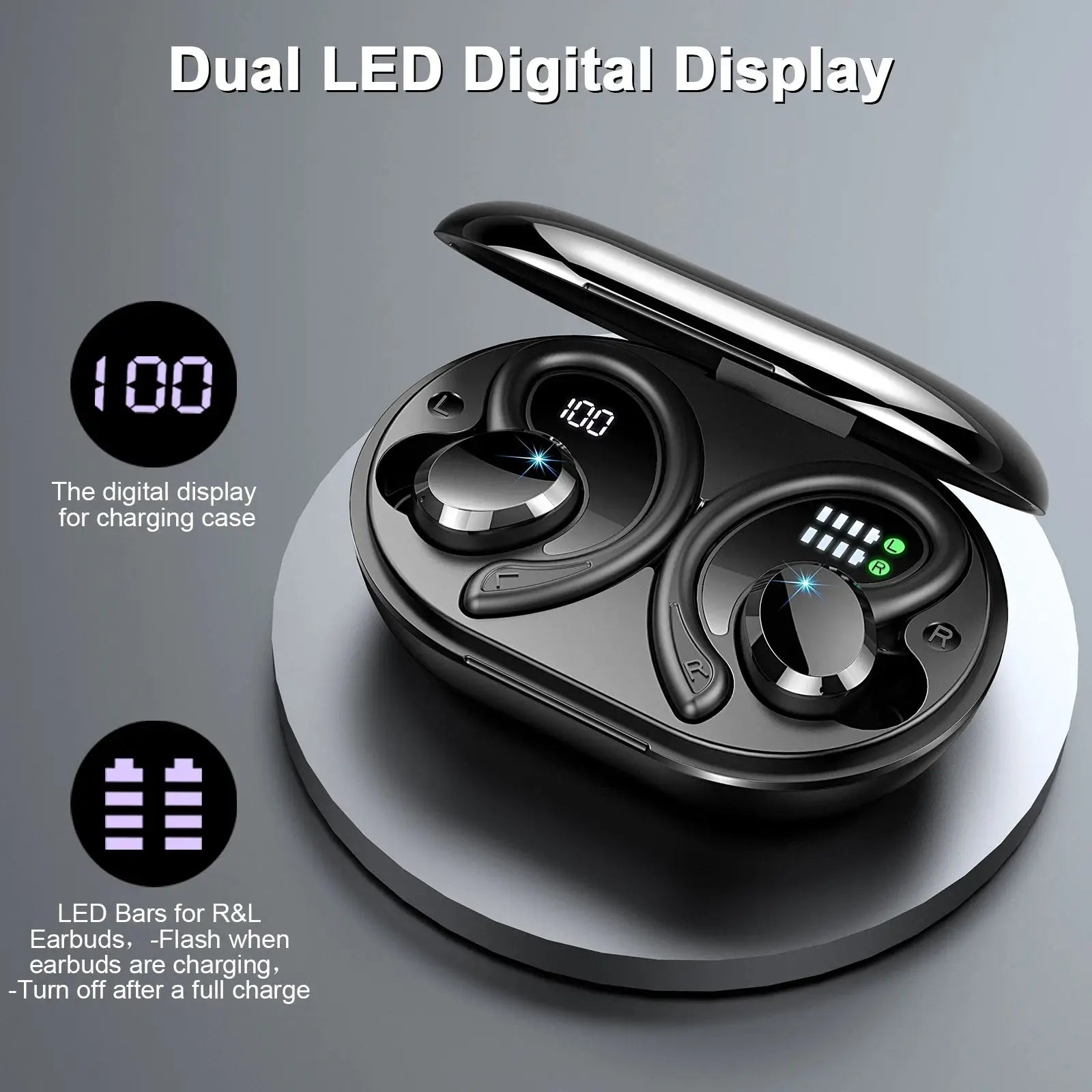 Bluetooth 5.3 Wireless Earbuds with Stereo Bass, Noise Cancelling Mic, IP7 Waterproof & 40H Playback for Sports