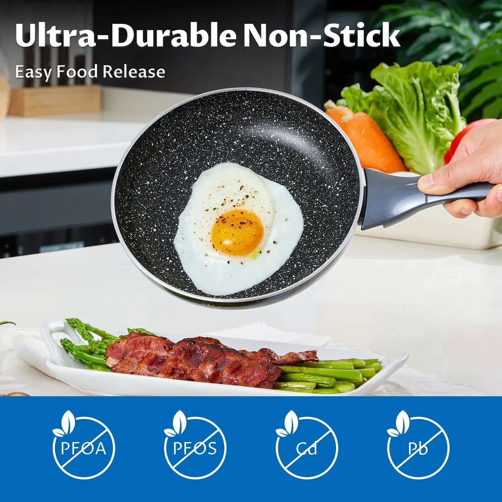 10-Piece Induction Cookware Set Nonstick Pots & Pans with Stay-Cool Bakelite Handles Dishwasher Safe for Easy Cooking & Cleaning
