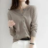 Beige women's single-breasted knitted sweater