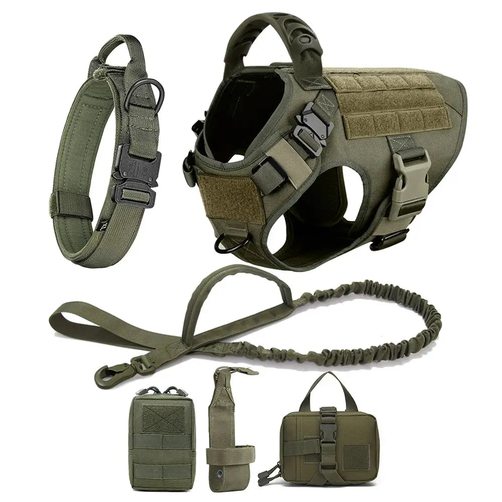 Large dog harness and leash set, training vest with adjustable collar for German Shepherd and Malinois