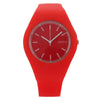 Red Geneva watch with minimalist design