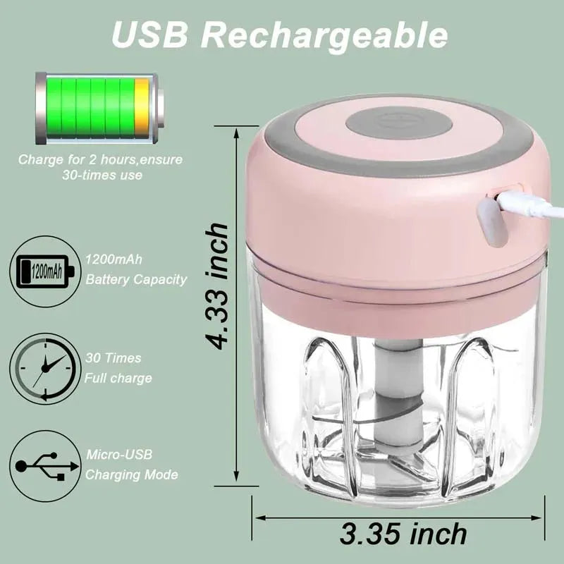 Electric Food Chopper Mini USB Garlic Cutter Portable