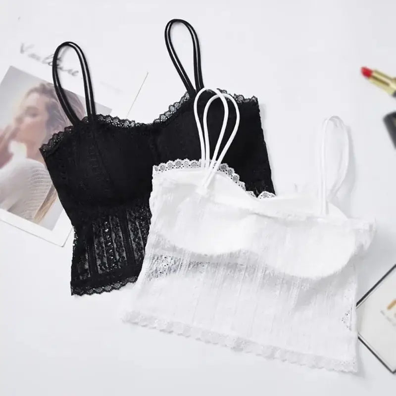 Lace Hollow Out Bralette Tank Top for Women Breathable Soft Fit with Adjustable Straps