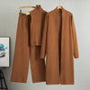 Camel women's 3-piece knitted cardigan and pants set