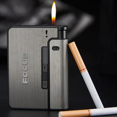 Automatic portable cigarette case with lighter slot