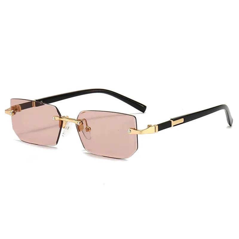 Unisex Rimless Rectangle Sunglasses with UV400 Mirror Lenses