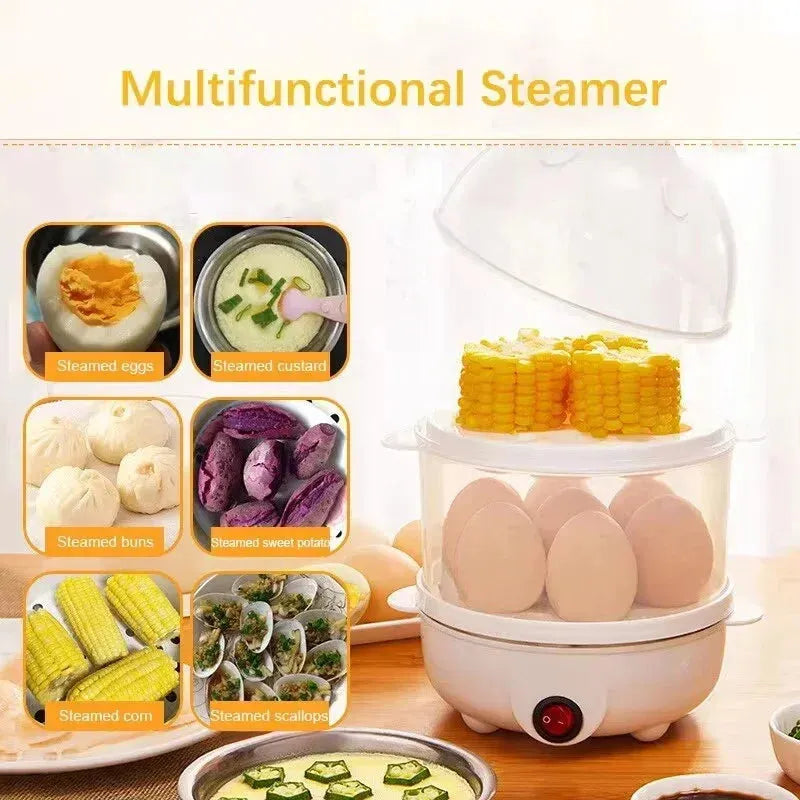 Double Layer Egg Cooker with Steamer and Poacher Design