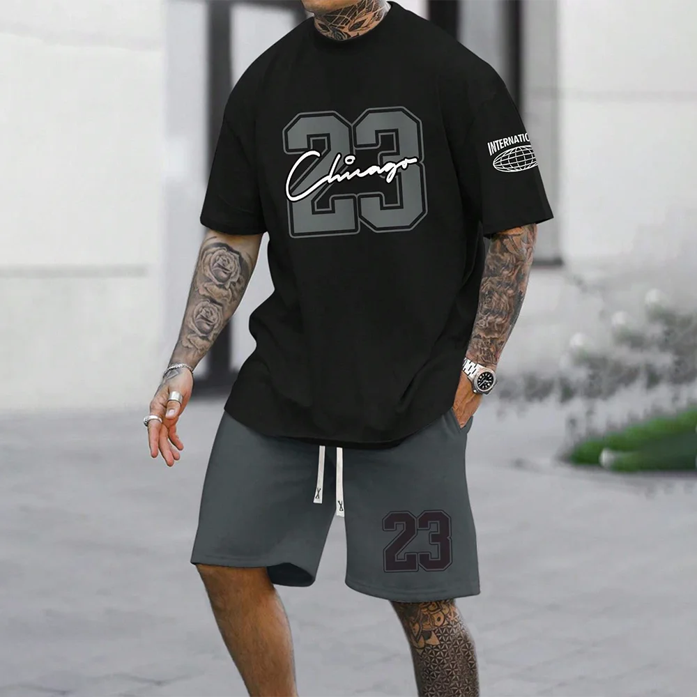 Black and dark gray Chicago sportswear set with number 23 design.