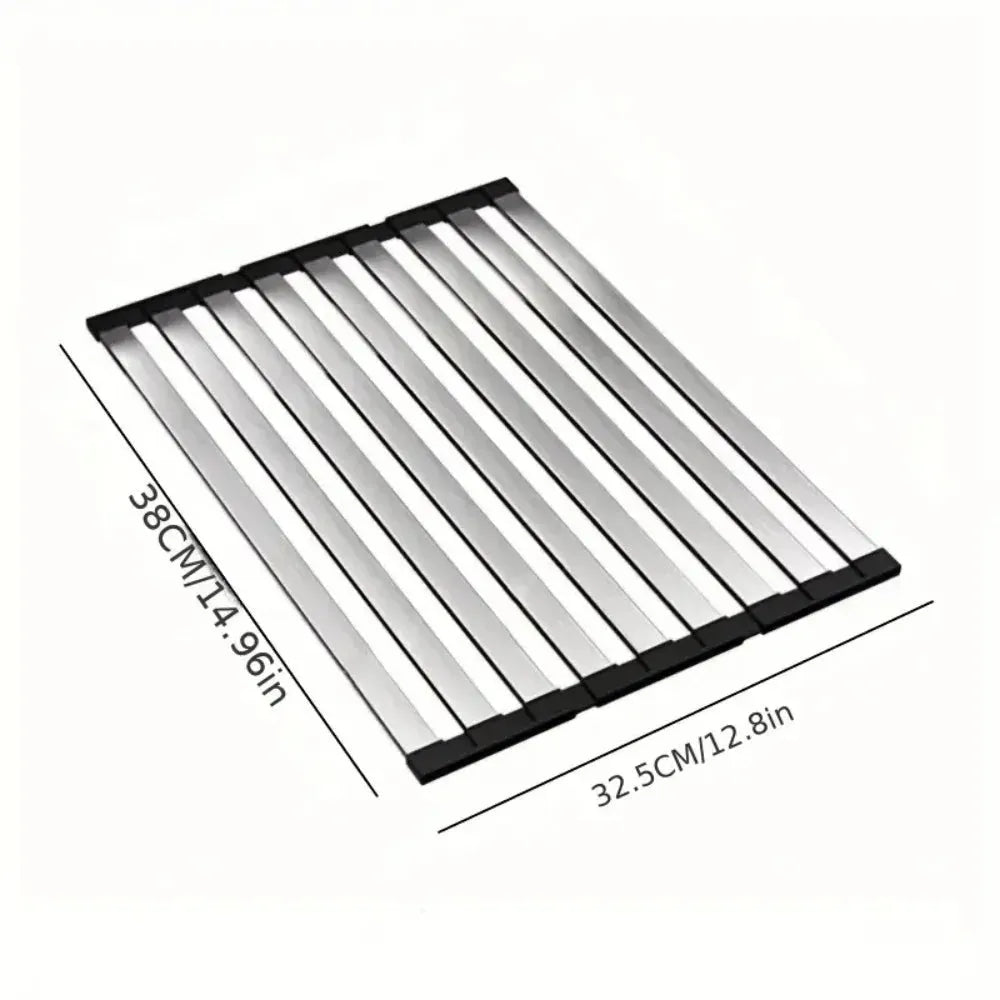 Stainless Steel Drying Rack Dishes Foldable Design